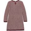 Organic Long Sleeve Bow Detail Tweed Sweater Dress, Oxblood Tweed - Dresses - 3