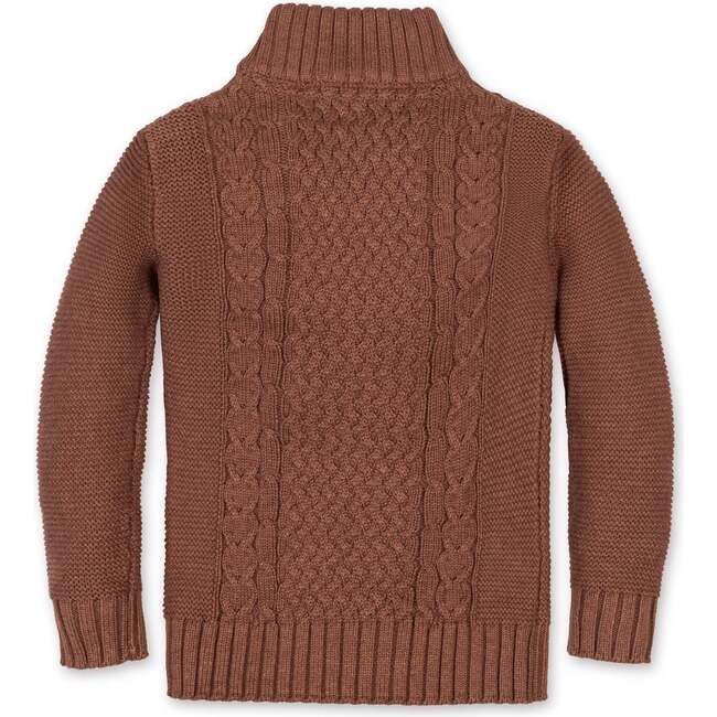Organic Mock Neck Cable Sweater, Cinnamon Heather - Sweaters - 3