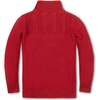 Organic Long Sleeve Mock Neck Sweater with Cable Yoke, Red Cable Yoke - Sweaters - 4
