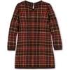Organic Long Sleeve Bow Detail Intarsia Sweater Dress, Fireside Plaid Intarsia - Dresses - 4