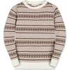 Organic Long Sleeve Intarsia Crew Neck Pullover Sweater, Ivory Fireside Fair Isle - Sweaters - 1 - thumbnail