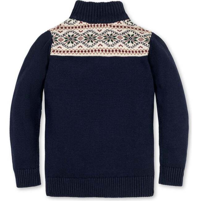 Organic Mock Neck Intarsia Sweater, Scottish Snowflake - Sweaters - 4