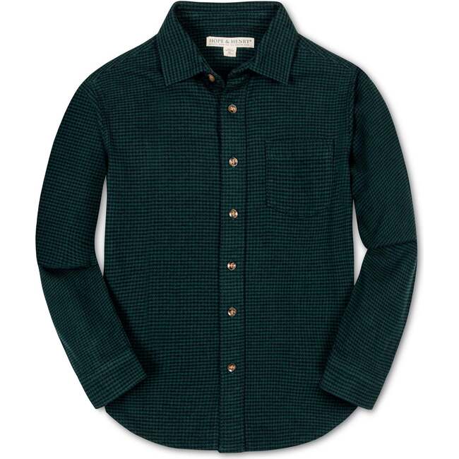 Organic Long Sleeve Flannel Button Down Shirt, Scottish Houndstooth