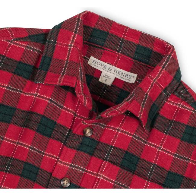 Big Kids Organic Long Sleeve Flannel Button Down Shirt, London Plaid - Button Downs - 3
