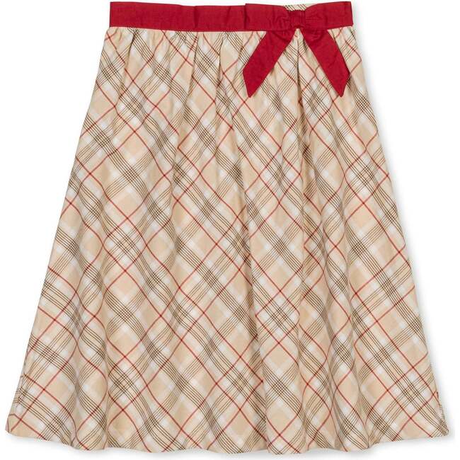Organic Pull-on Bow Sash Party Skirt, London Plaid