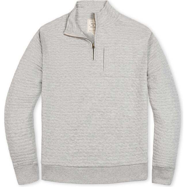Men's Quilted Half Zip Pullover, Quilted Light Gray Heather