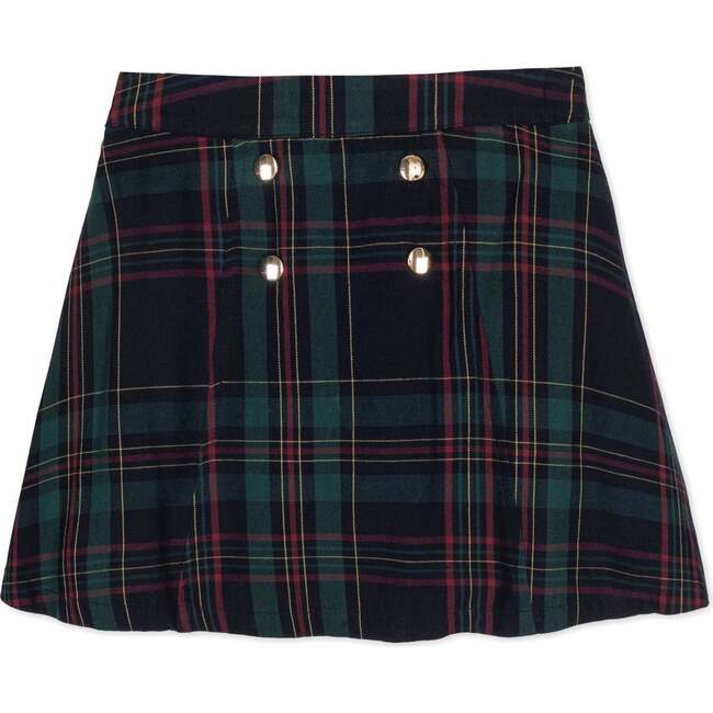 Organic Pull-on Double Button Party Skirt, Scottish Plaid