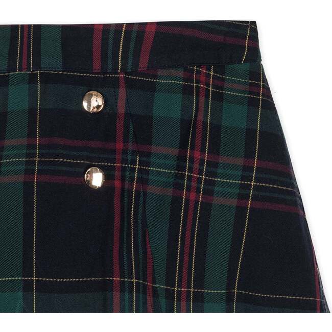 Organic Pull-on Double Button Party Skirt, Scottish Plaid