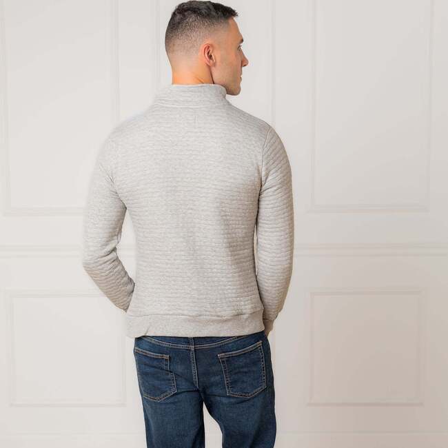 Men's Quilted Half Zip Pullover, Quilted Light Gray Heather - Sweatshirts - 3