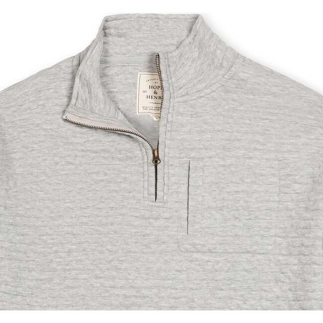 Men's Quilted Half Zip Pullover, Quilted Light Gray Heather - Sweatshirts - 4