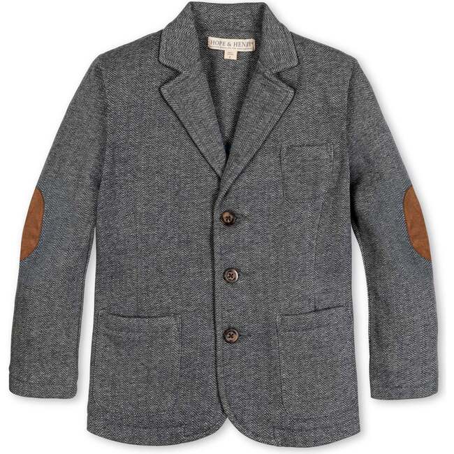 Fleece Suit Blazer Made with Organic Cotton, Charcoal Heather Herringbone