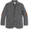Fleece Suit Blazer Made with Organic Cotton, Charcoal Heather Herringbone - Blazers & Sport Coats - 1 - thumbnail