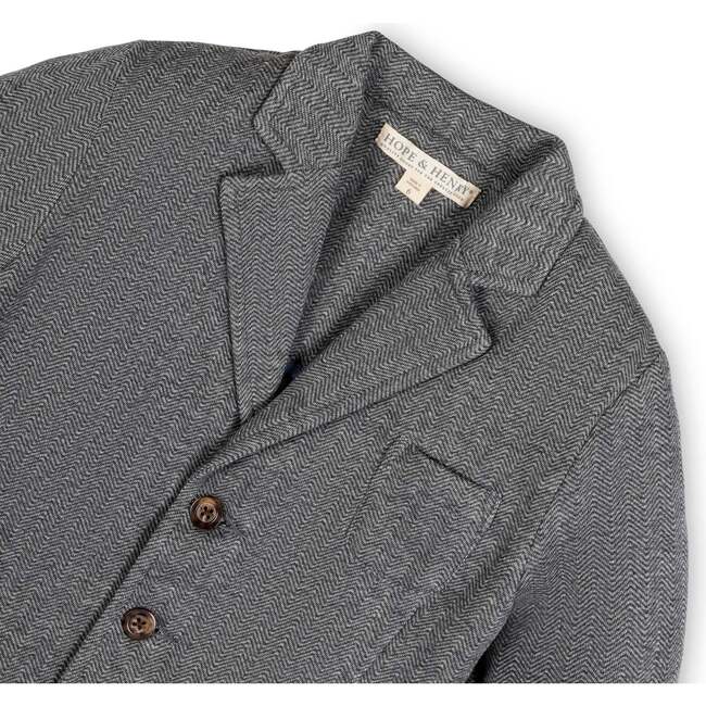 Fleece Suit Blazer Made with Organic Cotton, Charcoal Heather Herringbone - Blazers & Sport Coats - 3