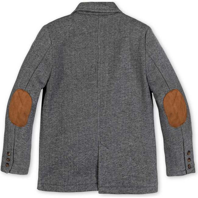 Fleece Suit Blazer Made with Organic Cotton, Charcoal Heather Herringbone - Blazers & Sport Coats - 4