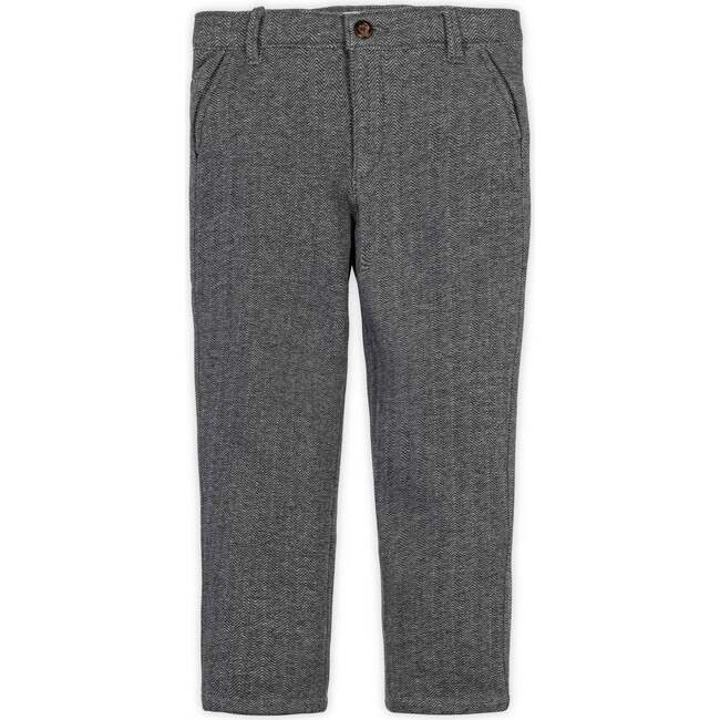Fleece Suit Pant Made with Organic Cotton, Charcoal Heather Herringbone