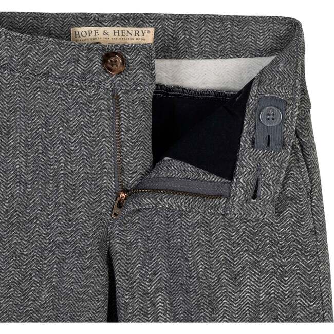 Fleece Suit Pant Made with Organic Cotton, Charcoal Heather Herringbone - Pants - 2