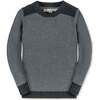 Organic Long Sleeve Shoulder Detail Crewneck Pullover Sweater, Gray Heather Colorblock - Sweaters - 1 - thumbnail