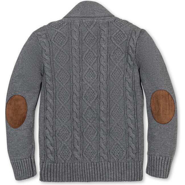 Baby Organic Shawl Collar Cable Sweater Cardigan, Dark Gray Heather - Sweaters - 3