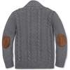 Baby Organic Shawl Collar Cable Sweater Cardigan, Dark Gray Heather - Sweaters - 3