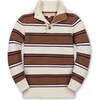 Organic Mock Neck Stripe Sweater, Cinnamon Stripe - Sweaters - 1 - thumbnail