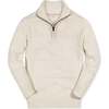 Organic Long Sleeve Half Zip Cable Pullover Sweater, Ivory Geo Texture - Sweaters - 1 - thumbnail