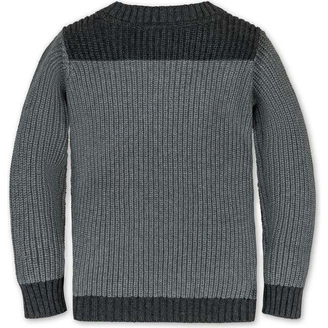 Organic Long Sleeve Shoulder Detail Crewneck Pullover Sweater, Gray Heather Colorblock - Sweaters - 3