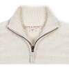 Organic Long Sleeve Half Zip Cable Pullover Sweater, Ivory Geo Texture - Sweaters - 2 - thumbnail