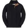Organic Mock Neck Cable Sweater, Black Cable - Sweaters - 1 - thumbnail