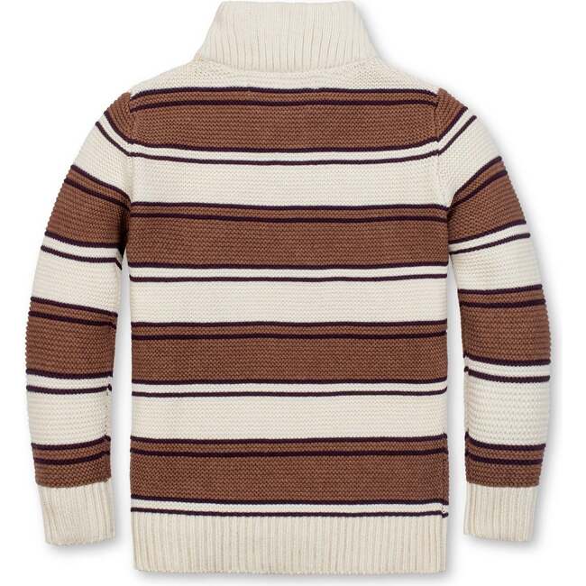 Organic Mock Neck Stripe Sweater, Cinnamon Stripe - Sweaters - 3