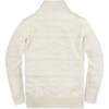 Organic Long Sleeve Half Zip Cable Pullover Sweater, Ivory Geo Texture - Sweaters - 3 - thumbnail