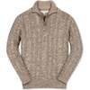 Organic Long Sleeve Half Zip Cable Pullover Sweater, Taupe Marl Cable - Sweaters - 1 - thumbnail