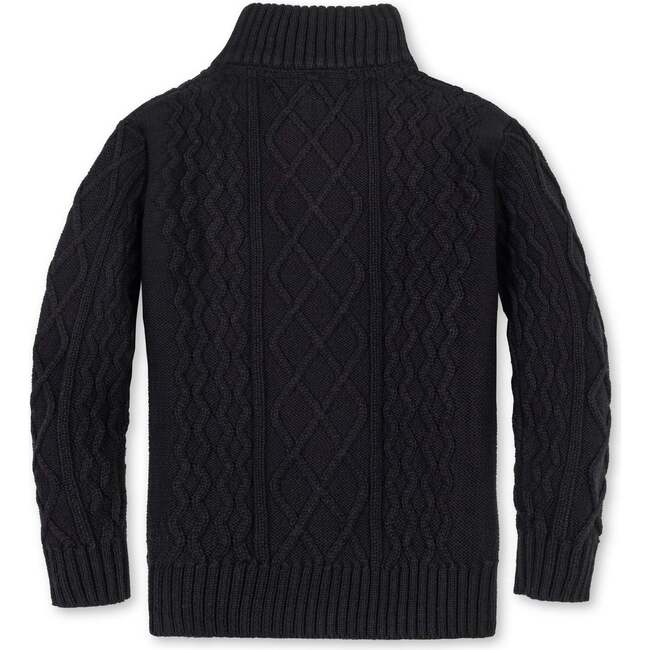 Organic Mock Neck Cable Sweater, Black Cable - Sweaters - 3