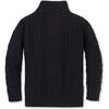 Organic Mock Neck Cable Sweater, Black Cable - Sweaters - 3 - thumbnail