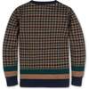 Organic Long Sleeve Intarsia Crew Neck Pullover Sweater, Navy Houndstooth - Sweaters - 3 - thumbnail
