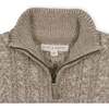 Organic Long Sleeve Half Zip Cable Pullover Sweater, Taupe Marl Cable - Sweaters - 2 - thumbnail