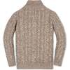 Organic Long Sleeve Half Zip Cable Pullover Sweater, Taupe Marl Cable - Sweaters - 3 - thumbnail