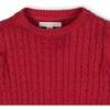 Organic Cable Crewneck Pullover Sweater, Red Cable - Sweaters - 2 - thumbnail