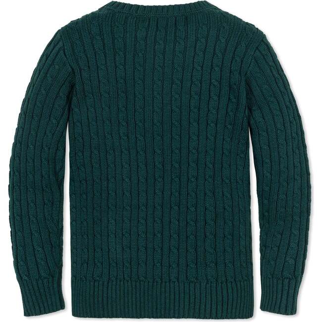 Baby Organic Cable Crewneck Pullover Sweater, Deep Green Cable - Sweaters - 2