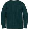 Baby Organic Cable Crewneck Pullover Sweater, Deep Green Cable - Sweaters - 2