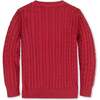 Organic Cable Crewneck Pullover Sweater, Red Cable - Sweaters - 3 - thumbnail