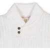Organic Long Sleeve Shawl Collar Cable Sweater with Elbow Patches, Soft White Basket Cable - Sweaters - 2 - thumbnail