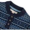 Organic Long Sleeve Henley Pullover Sweater with Elbow Patches, Twilight Fair Isle - Sweaters - 3 - thumbnail