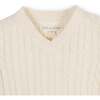 Organic Long Sleeve V-Neck Cable Sweater, Ivory Cable - Sweaters - 2 - thumbnail