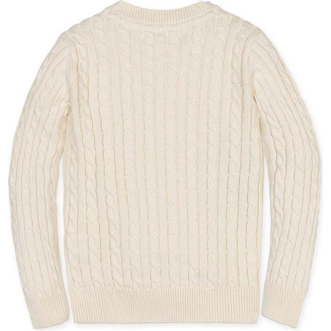 Organic Long Sleeve V-Neck Cable Sweater, Ivory Cable - Sweaters - 3