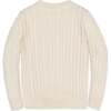 Organic Long Sleeve V-Neck Cable Sweater, Ivory Cable - Sweaters - 3 - thumbnail