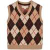 Baby Organic V-Neck Argyle Sweater Vest, Fireside Argyle - Vests - 1 - thumbnail
