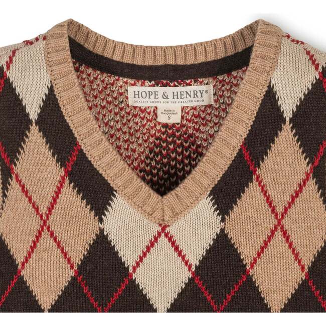 Baby Organic V-Neck Argyle Sweater Vest, Fireside Argyle - Vests - 2