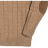 Organic Long Sleeve Henley Pullover Sweater with Elbow Patches, Camel Heather Grid - Sweaters - 3