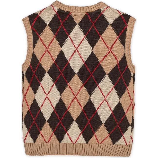 Baby Organic V-Neck Argyle Sweater Vest, Fireside Argyle - Vests - 3