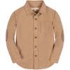 Organic Long Sleeve Flannel Button Down Shirt, Camel Herringbone - Button Downs - 1 - thumbnail
